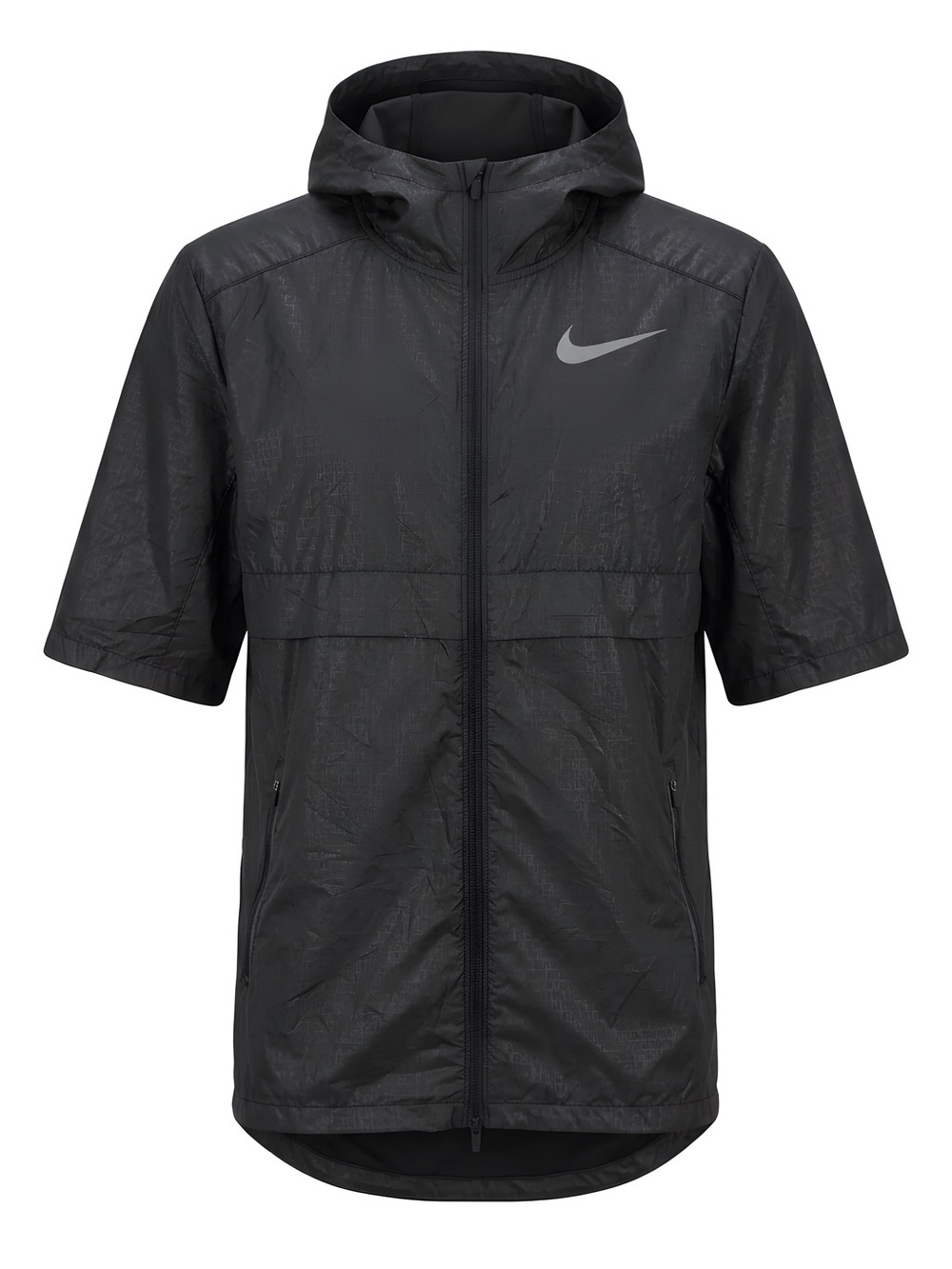 Nike Black Hooded Short-Sleeve Windbreaker Running Vest